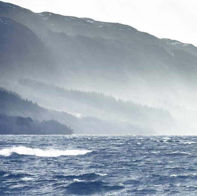 Mist over the hills above Loch Ness